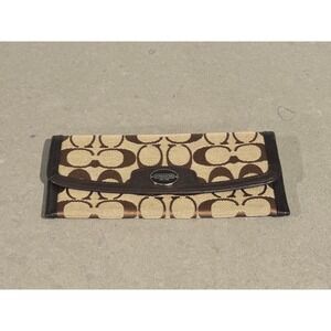 COACH Trifold Wallet Khaki/Brown Signature like‎ new